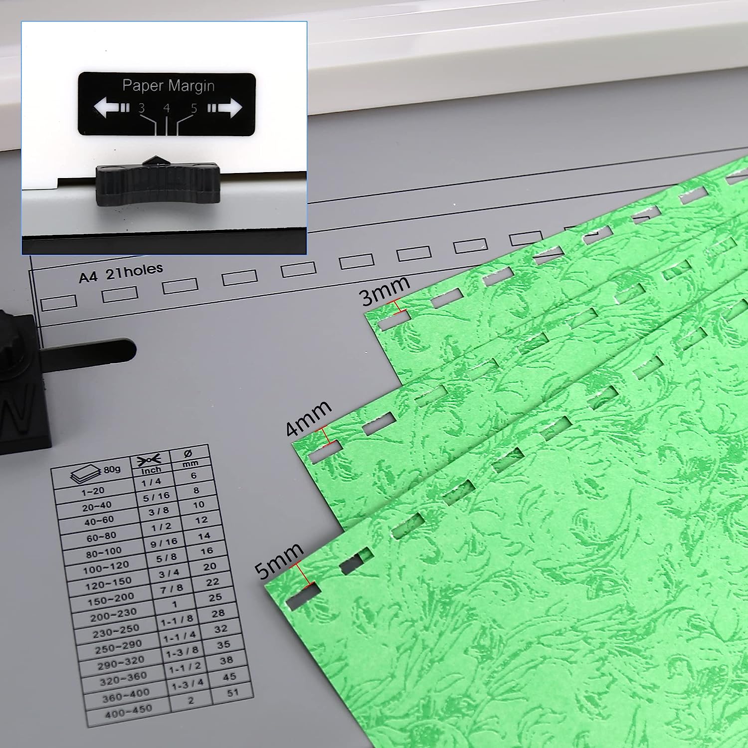 Binding Machine, BDKING Comb Binding Machine, 21 Holes, 450 Pages, with 100 PCS 3/8 '' Comb Binding spines, Suitable for Letter Size, A4, B5,A5 or Smaller Office documents - Image 5